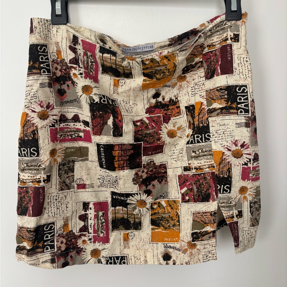 Urban Outfitters Graphic Print Pencil Skirt - Cream and Black